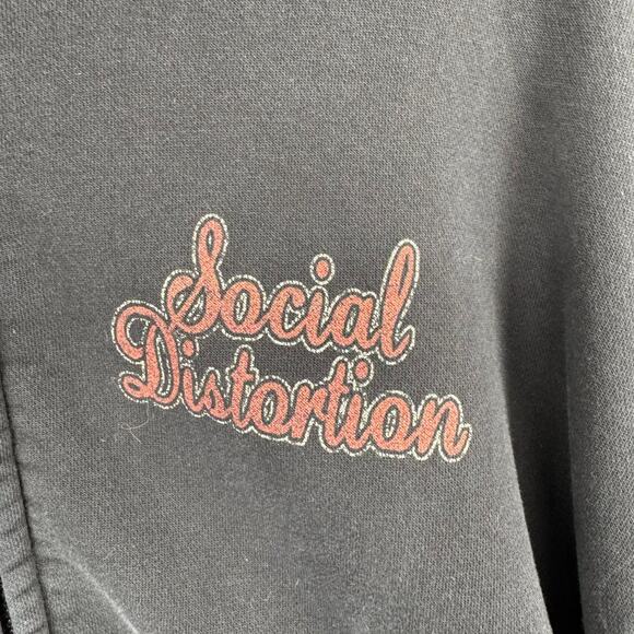 Vintage Social Distortion Skeleton Martini Logo Full Zip Hoodie Mens L Black - Picture 5 of 10